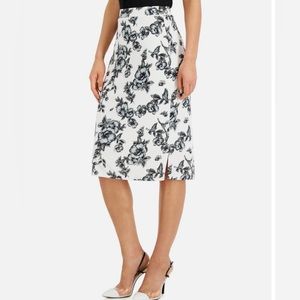 Kasper Floral Skirt White Black and Seaglass Size 1X